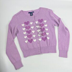 NWT Purple Heart Argyle Button Up Cardigan Sweater Girls 10/12